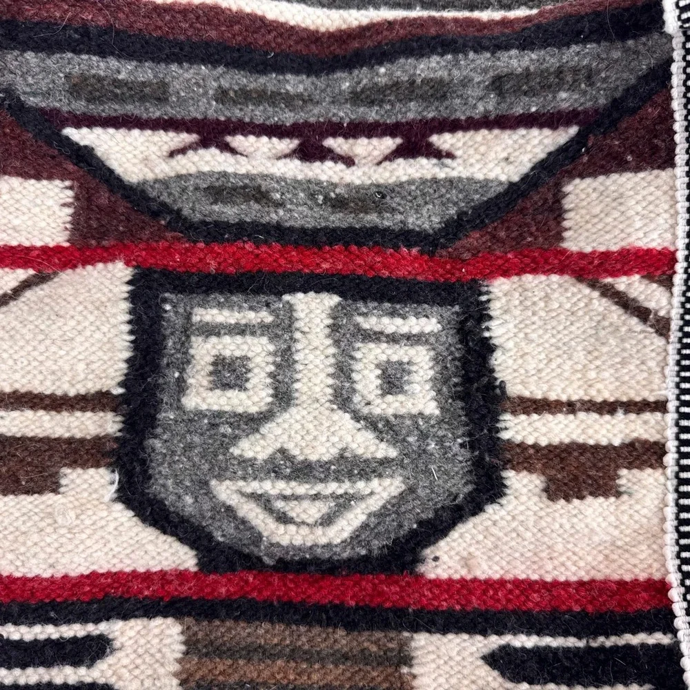 Vintage Hand Woven Wool Duffel Bag Southwestern Tribal Geometric Weekender